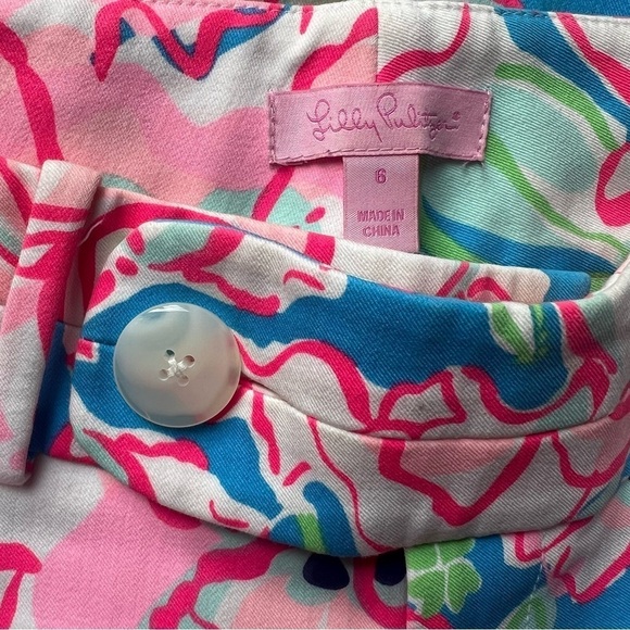 Lilly Pulitzer Women’s Flutter Blue Lucky Charm Floral Preppy Ankle Pants, Sz 6 - Picture 6 of 11